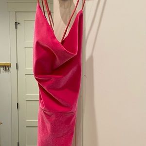 Hot pink velvet short dress